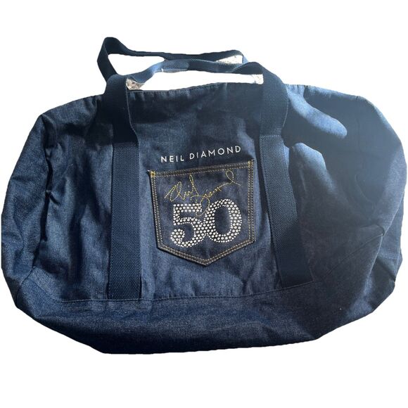 Neil Diamond 50th Anniversary Denim Dufflebag Tote With Rhinestone Accents - Picture 1 of 6